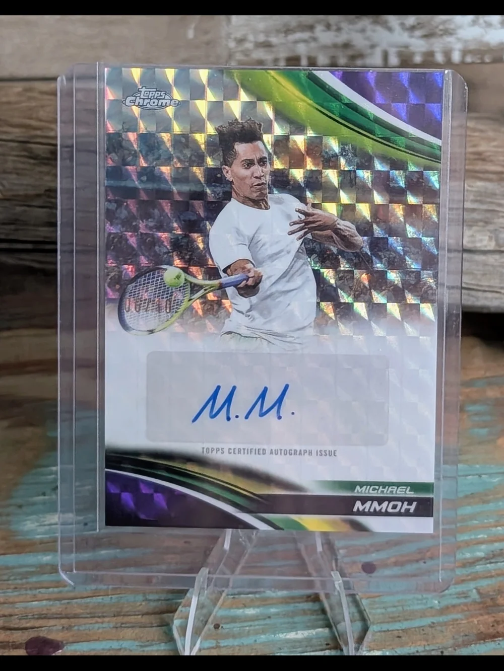 2025 Topps Chrome Michael Mmoh Purple Geometric Auto 06/10